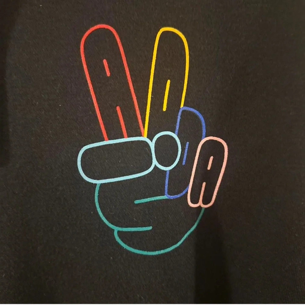 adidas Peace Sign Black Hoodie Sweatshirt Size Men’s Large (NWT)